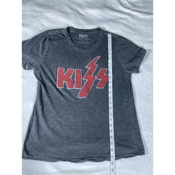 KISS Lucky Brand Beaded Logo Tee Gray Women’s Large - Picture 4 of 7
